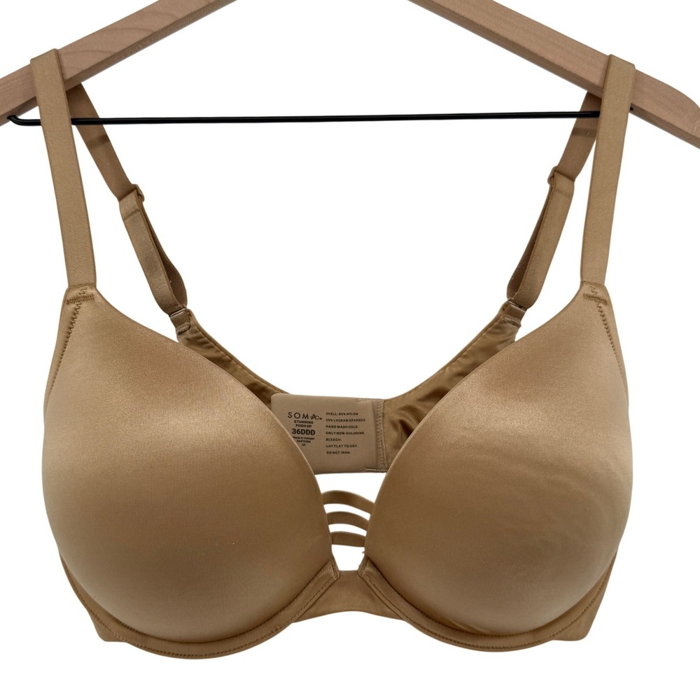 Soma Stunning Push Up Plunge Bra Warm Amber Nude 36DDD Full Coverage Underwire